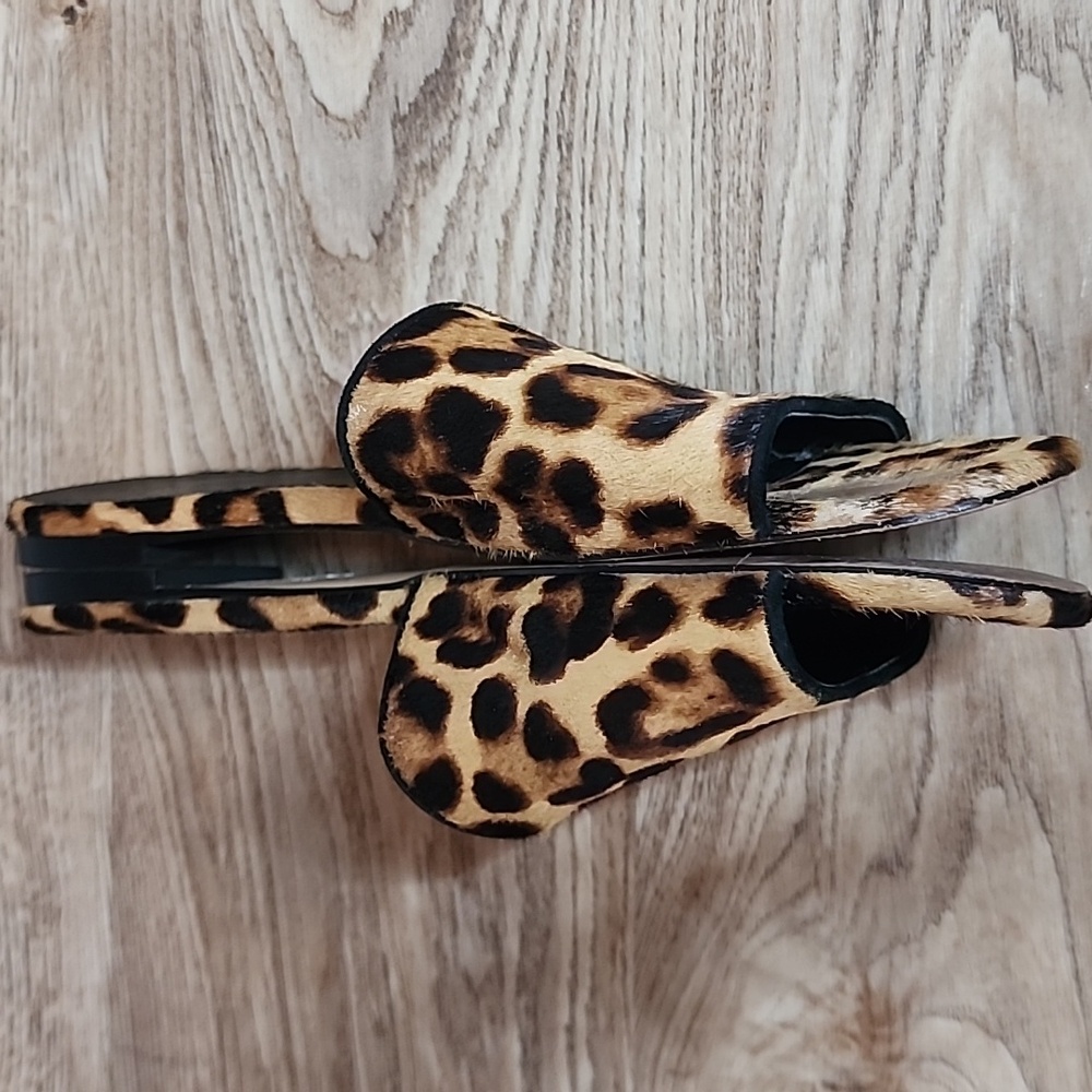 J. Crew Calf Hair Cheetah Print Slides Tan Brown - Picture 4 of 7